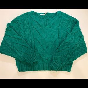 Free People Emerald Green Cropped Pullover Sweater